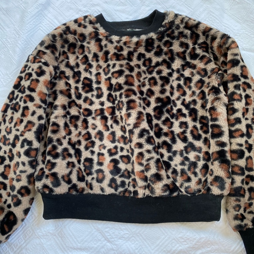Fuzzy cheetah sweater